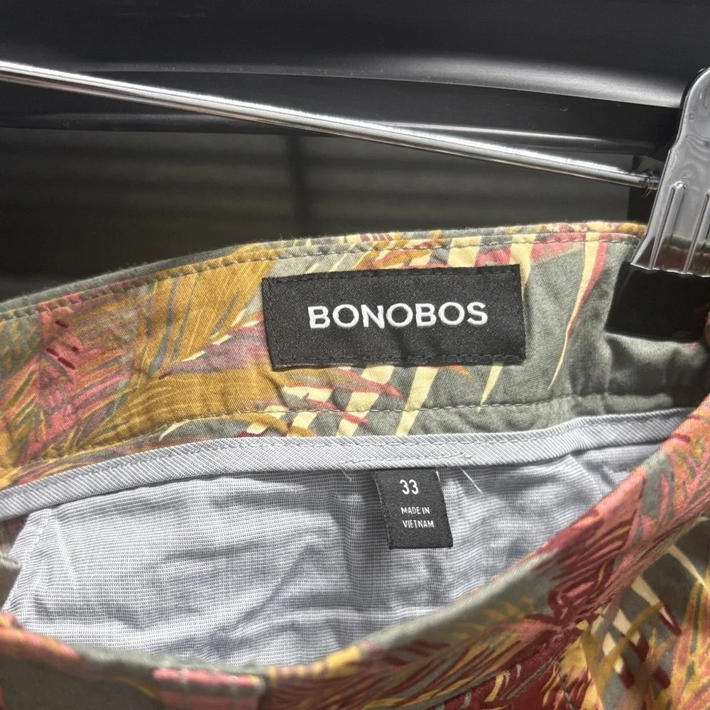 Bonobos Men's Palm Print Shorts - Green and Yellow - Picture 4 of 4